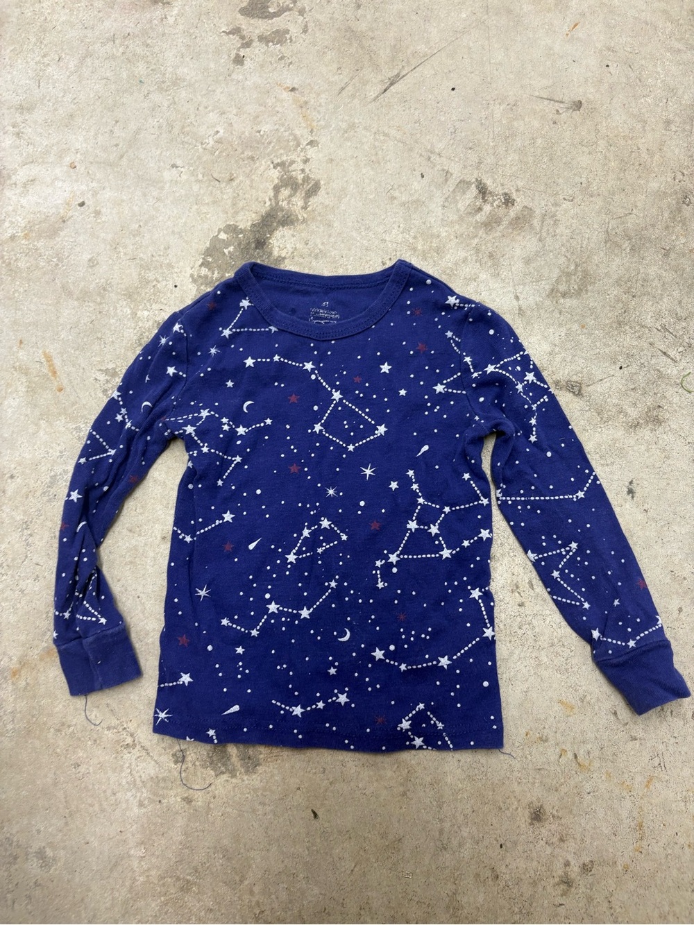 Carter's 4T Blue Cotton Knit Long Sleeve Star Space Pajama Top Pullover